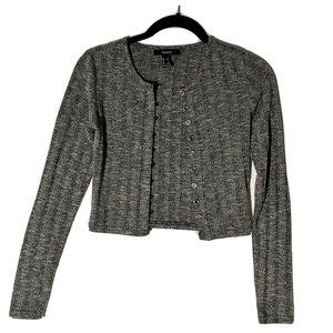 Forever 21 Lightweight Heather Gray Button-Down Cropped Cardigan Sweater